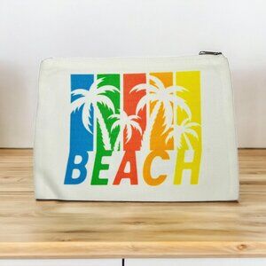 JenDore Tropical Beach 9"x 6" Linen Cosmetic Makeup Travel Bag